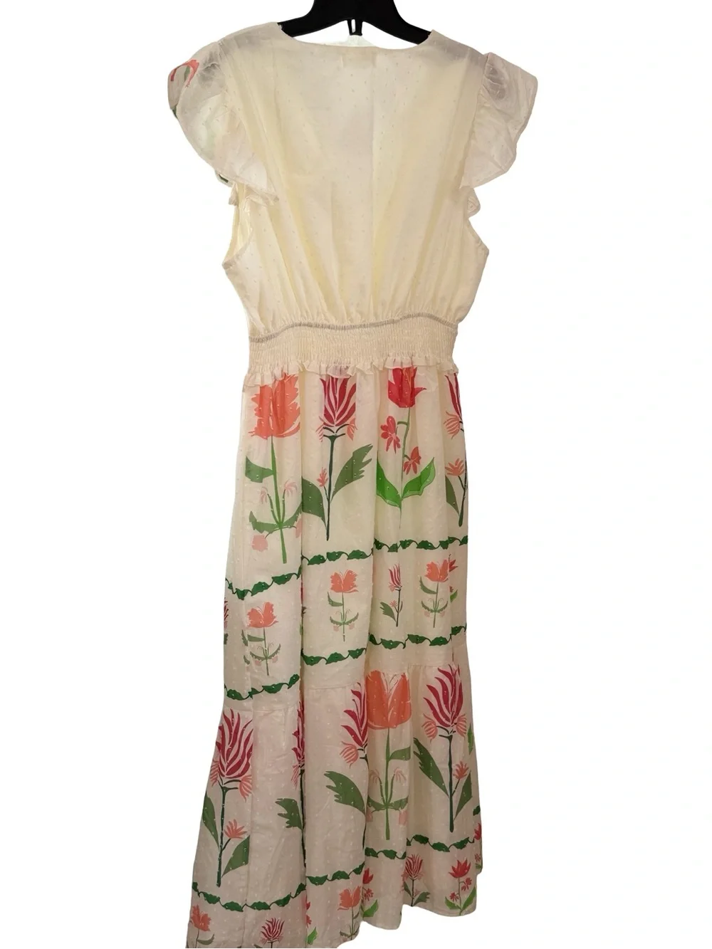 NWT Anthropologie Kindred Cream Midi Dress with Pink and Green Floral Print - Picture 6 of 12